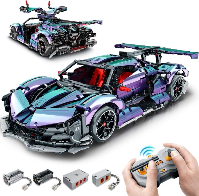 BAV Super Plated Sports Car Building Kits, Adult Collectible Model and Race Engineering Toy Set, 1:10 Scale Electric Driftable Remote Control Sports Car for Adults Men Teens