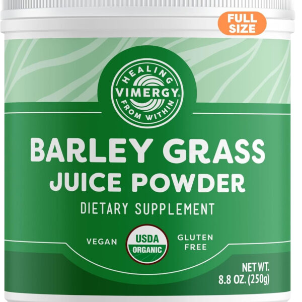 Vimergy Barley Grass Juice Powder – Clean Superfood Formula – Promotes Cardiovascular Health* – Organic, Vegan & Gluten-Free – Regular Size 250G