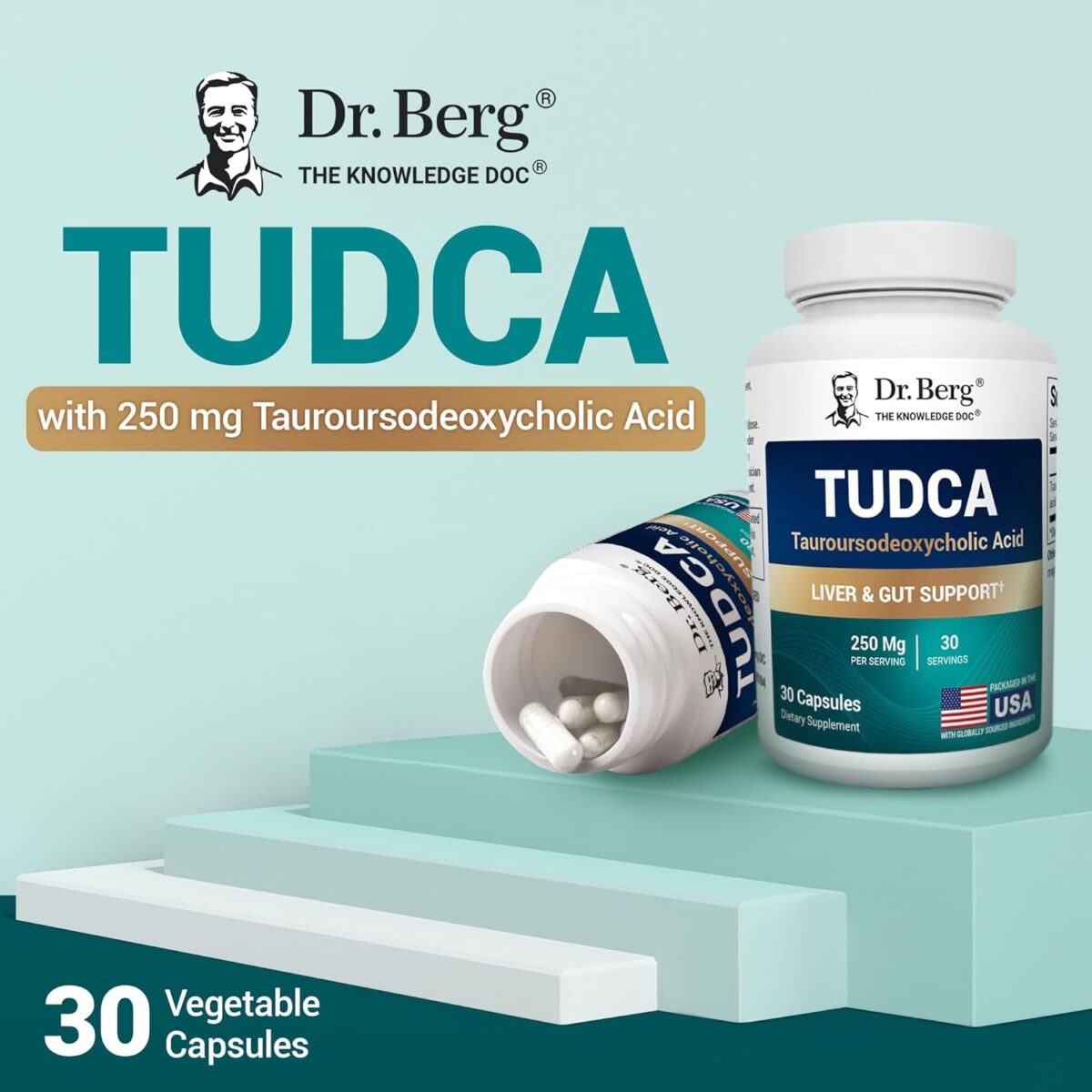 Dr. Berg TUDCA Supplement (Tauroursodeoxycholic Acid) - Powerful Formula for Liver Health, Bile Flow, Gallbladder Support, and Digestive Health* - 30 Capsules