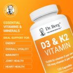 Dr. Berg Vitamin D3 K2 W/Mct Powder - Includes 10,000 IU of Vitamin D3, 100 Mcg MK7 Vitamin K2, Purified Bile Salts, Zinc & Magnesium for Ultimate Absorption - K2 D3 Vitamin Supplement - 120 Capsule