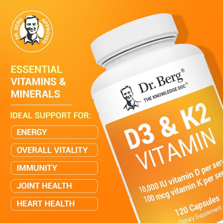 Dr. Berg Vitamin D3 K2 W/Mct Powder - Includes 10,000 IU of Vitamin D3, 100 Mcg MK7 Vitamin K2, Purified Bile Salts, Zinc & Magnesium for Ultimate Absorption - K2 D3 Vitamin Supplement - 120 Capsule