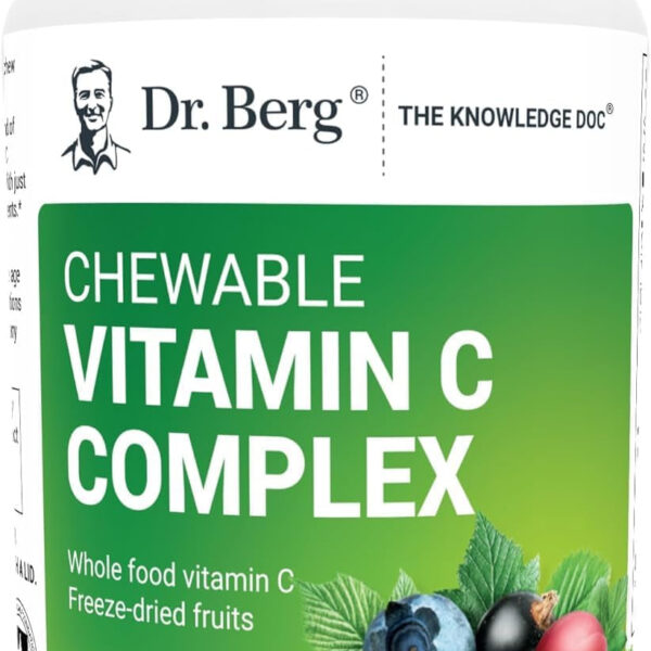 Dr. Berg Chewable Vitamin C Complex - Made with Organic, Non-Gmo Berries - 60 Delicious Wafers