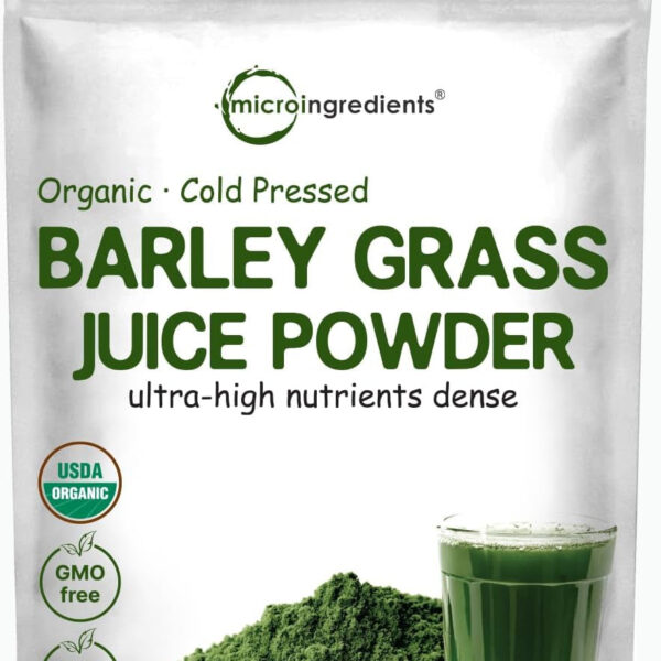 Micro Ingredients Organic Barley Grass Juice Powder, 10 Ounce, Cold Pressed, US Grown, Rich in Immune Vitamin, Fibers, Minerals, Antioxidants and Protein, Support Immune System and Digestion, Vegan