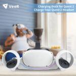 Veer Charging Dock for Quest 2,VR Headset Charging Stand Compatible with Meta Quest 2 Accessories Wall Mount Charger Station, USB-C Link Cable - White