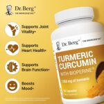 Dr. Berg (Only 2 per Day) Turmeric Supplement with Black Pepper (Bioperine) - 1350 Mg Turmeric Curcumin Supplement with 95% Curcuminoids – Turmeric Curcumin with Black Pepper – 60 Turmeric Capsules