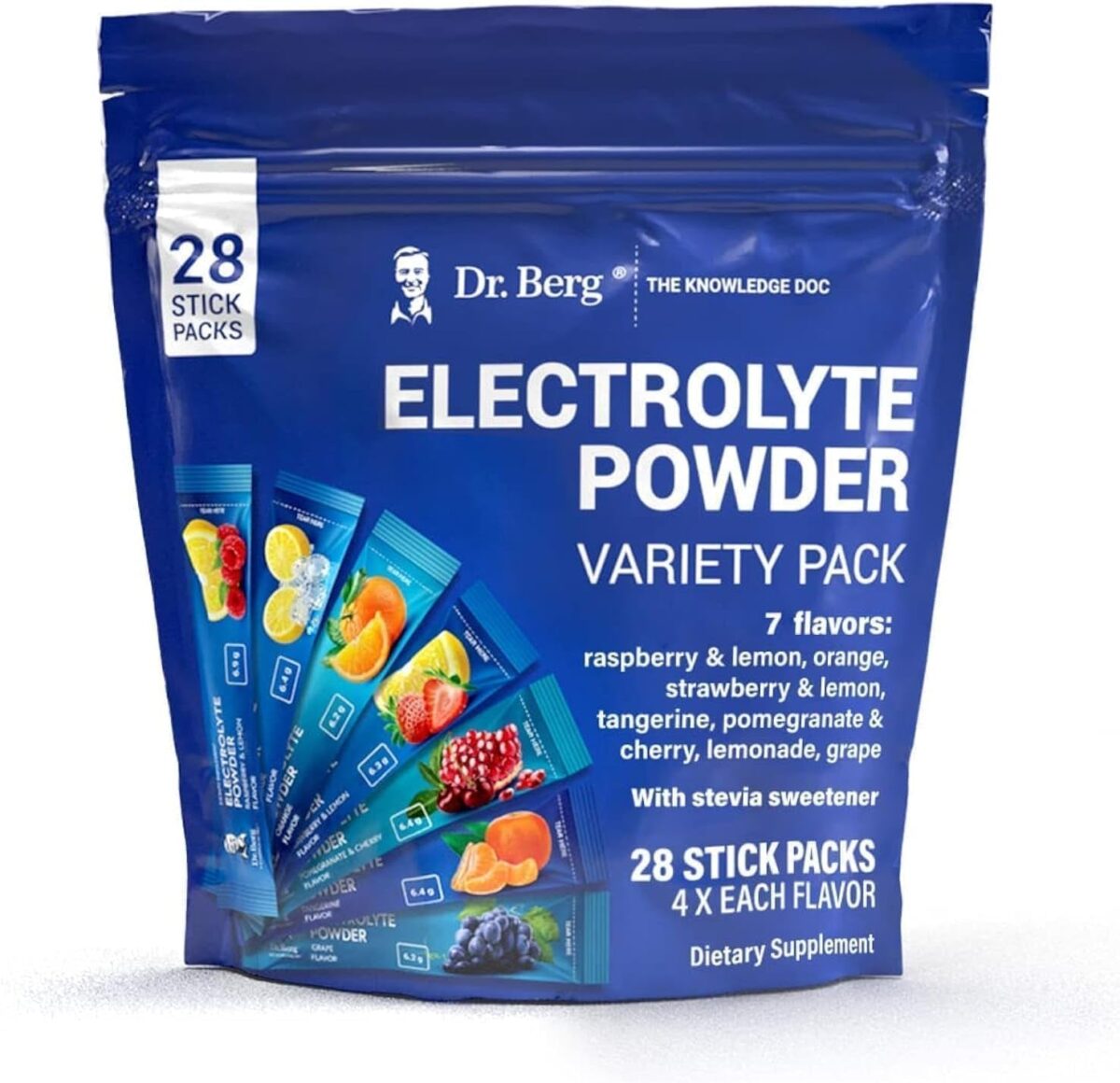 Dr. Berg Sugar Free Electrolyte Powder Packets (Variety Pack) - Daily Electrolyte Drink Mix - 28 Total Hydration Packets Sugar Free - Keto Electrolytes Powder Packets No Sugar - 7 Delicious Flavors