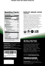 Terrasoul Superfoods Organic Barley Grass Juice Powder, 5 Oz - USA Grown | Made from Concentrated Juice | Superior to Barley Grass