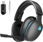 2.4Ghz Wireless Gaming Headphones for PS5, PS4 Fortnite & Call of Duty/Fps Gamers, PC, Nintendo Switch, Bluetooth 5.3 Gaming Headset with Noise Canceling Mic, Stereo Sound, 40+Hr Battery -Black