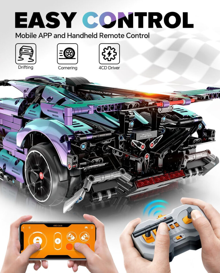 BAV Super Plated Sports Car Building Kits, Adult Collectible Model and Race Engineering Toy Set, 1:10 Scale Electric Driftable Remote Control Sports Car for Adults Men Teens