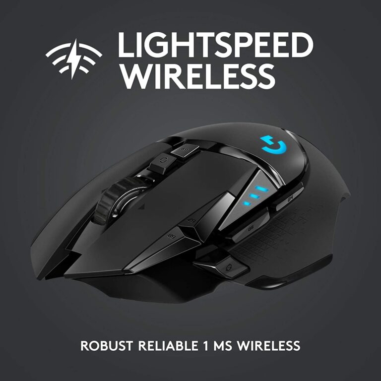 Logitech G502 Lightspeed Wireless Gaming Mouse with Hero 25K Sensor, Powerplay Compatible, Tunable Weights and Lightsync RGB - Black