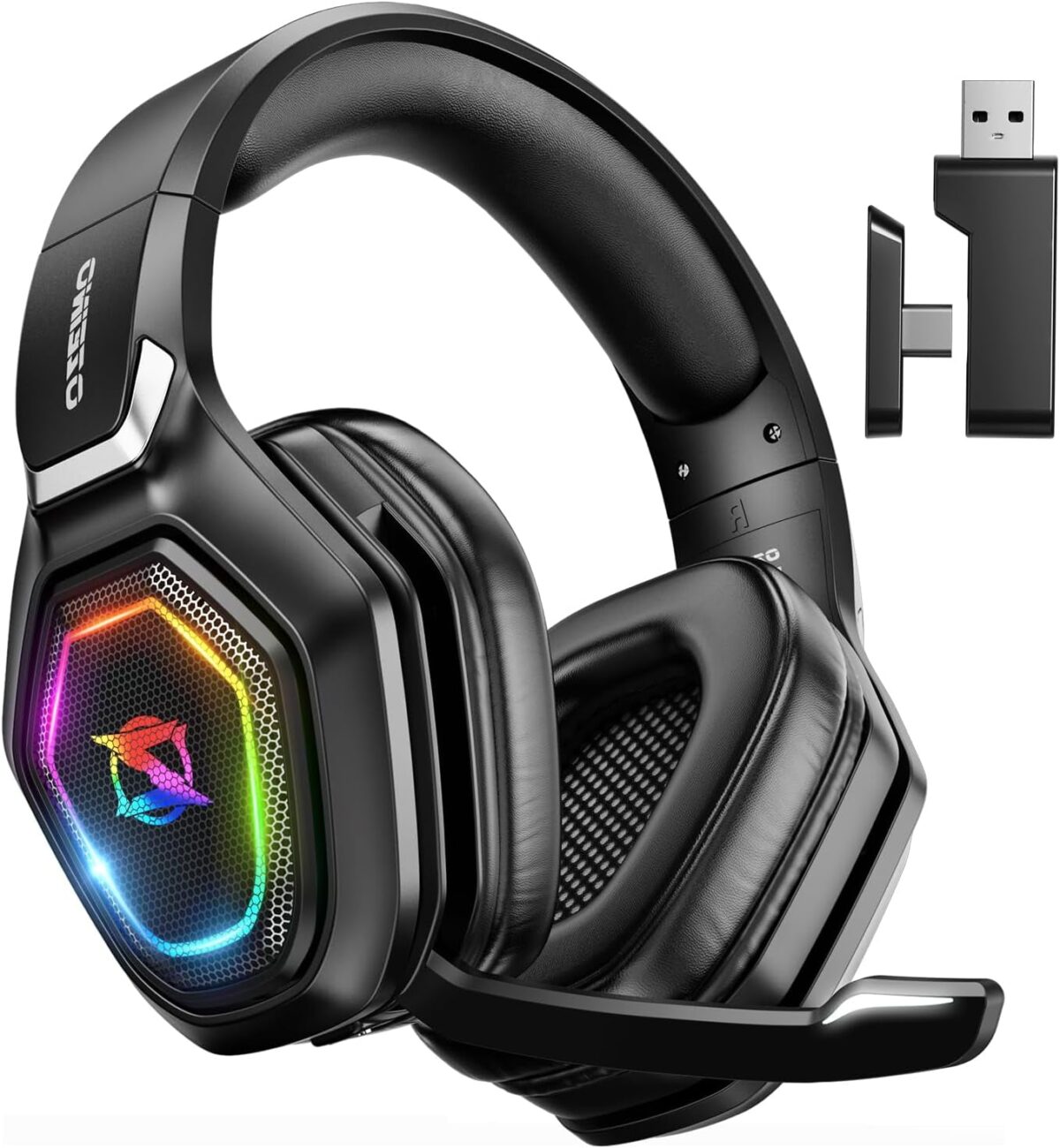 2.4Ghz Wireless Gaming Headset for PC, Ps5, Ps4 - Lossless Audio USB & Type-C Ultra Stable Gaming Headphones with Flip Microphone, 40-Hr Battery Gamer Headset for Switch, Laptop, Mobile, Mac