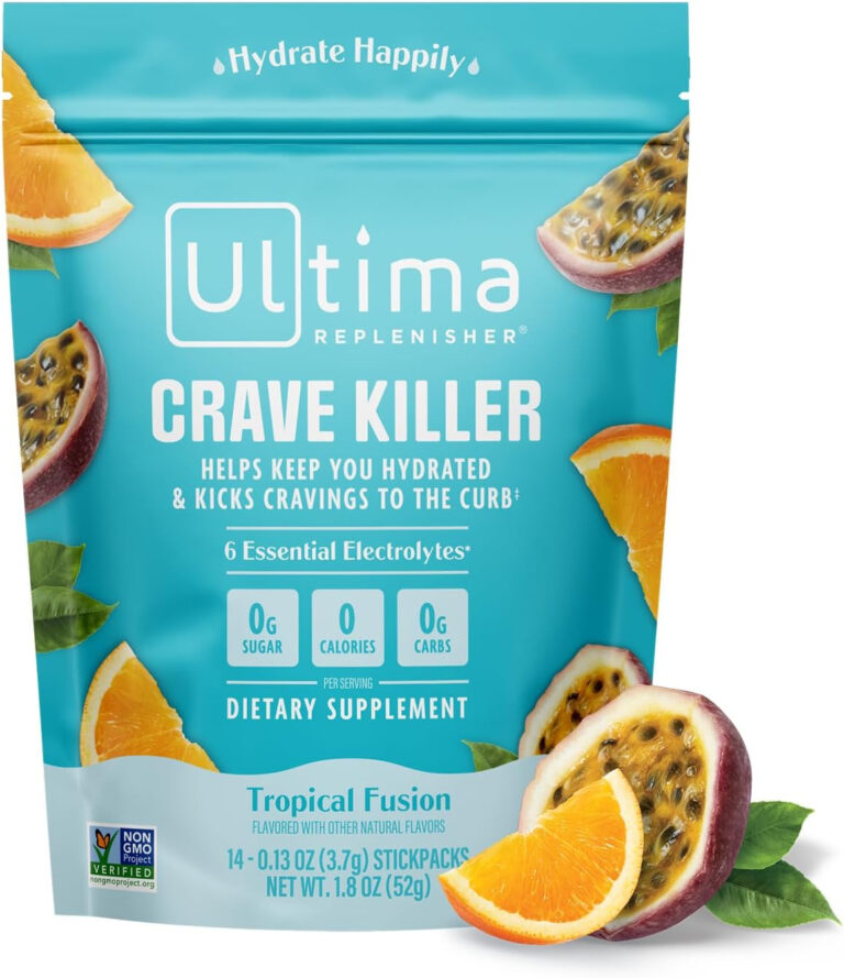 Ultima Replenisher Crave Killer Supplement & Electrolytes Powder – Tropical Fusion, 14 Stickpacks – Hydration Packets That Kick Cravings to the Curb