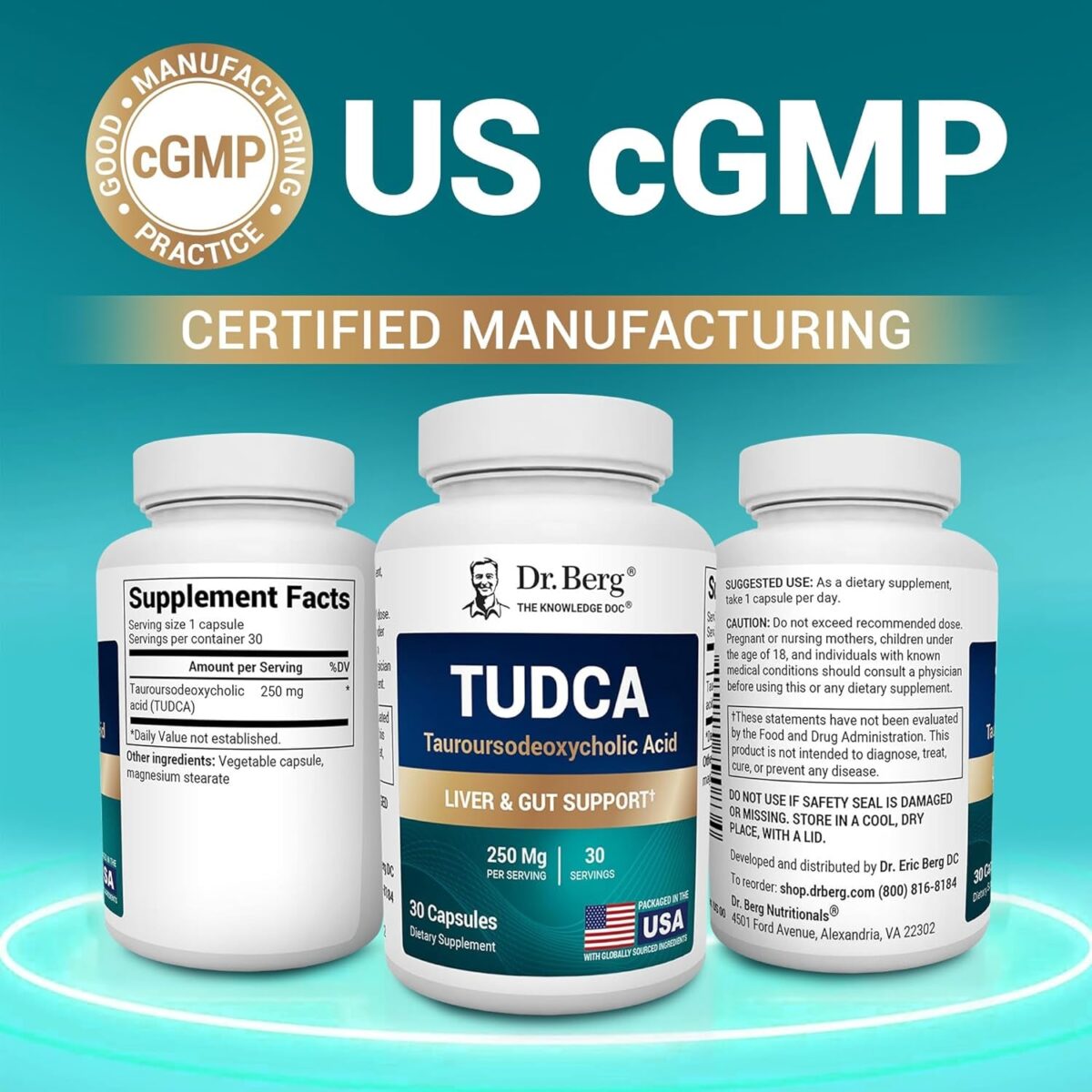 Dr. Berg TUDCA Supplement (Tauroursodeoxycholic Acid) - Powerful Formula for Liver Health, Bile Flow, Gallbladder Support, and Digestive Health* - 30 Capsules