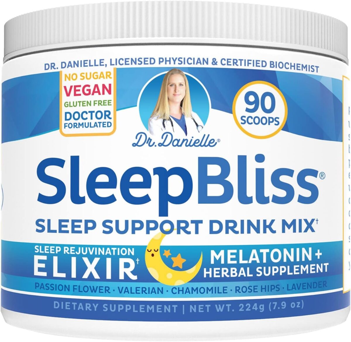 Doctor Danielle Sleep Bliss - All Natural Melatonin Sleep Supplement, Support & Relief Drink Mix