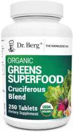 Dr. Berg'S Greens Superfood Cruciferous Vegetable Tablets - Vegetable Supplements for Adults W/ 11 Phytonutrient Super Greens Tablets - Energy, Immune System & Liver Veggie Tablets - 250 Tablets