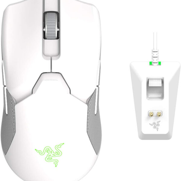 Razer Viper Ultimate Lightweight Wireless Gaming Mouse & RGB Charging Dock: Hyperspeed Wireless Technology - 20K DPI Optical Sensor - 74G Lightweight - 70 Hr Battery - Mercury White