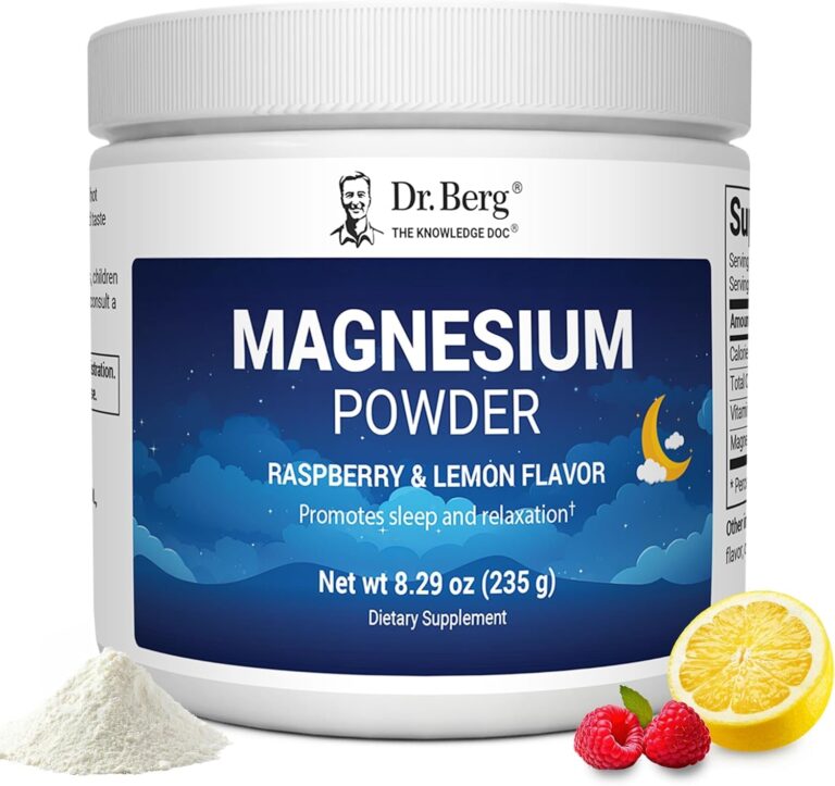 Dr. Berg Magnesium Glycinate Powder for Sleep, Relaxation, & Stress Relief - Raspberry & Lemon Flavor (50 Servings) Magnesium Powder - Magnesium Drink Powder, Ideal for Bedtime Support & Calming