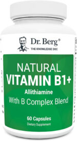 Dr. Berg Natural Vitamin B1 B6 B12 Complex - Allithiamine Vitamin B1 Supplement with 8 Essential Vitamin B Complex for Men & Women Including Thiamin, Niacin, Folate, Magnesium & More - 60 Capsules