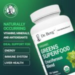 Dr. Berg'S Greens Superfood Cruciferous Vegetable Tablets - Vegetable Supplements for Adults W/ 11 Phytonutrient Super Greens Tablets - Energy, Immune System & Liver Veggie Tablets - 250 Tablets