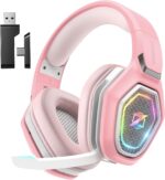 2.4Ghz Wireless Gaming Headset for PC, Ps5, Ps4 - Lossless Audio USB & Type-C Ultra Stable Gaming Headphones with Flip Microphone, 40-Hr Battery Gamer Headset for Switch, Laptop, Mobile, Mac