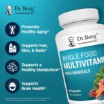 Dr. Berg Whole Food Multivitamin with Minerals - Daily Multivitamin for Men and Women - Includes Premium Whole Food Fruits and Vegetable Blend with Folate, Alpha-Lipoic Acid and More - 60 Capsules