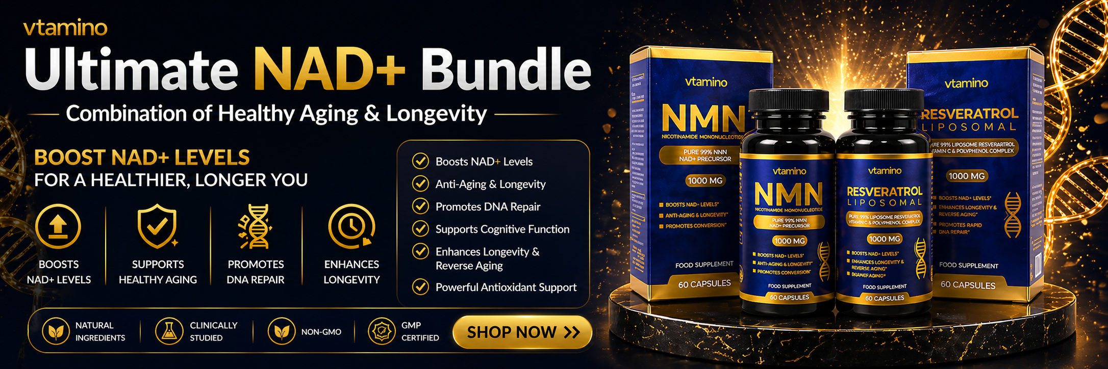 Support Healthy Aging From Within Advanced NAD+ Longevity Bundle for Cellular Energy & Vitality