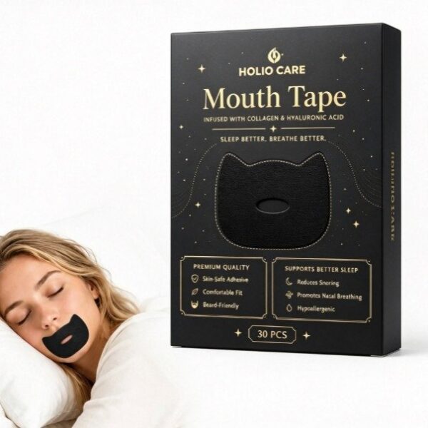Holio Care Mouth Tape with Collagen & Hyaluronic Acid | Gentle Sleep Tape for Better Nasal Breathing | Skin-Friendly Adhesive | 30 Patches