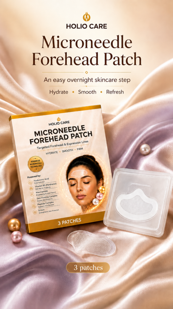 Holio Care Microneedle Forehead Patch – hydrating cosmetic patch for the appearance of forehead lines, 3 patches