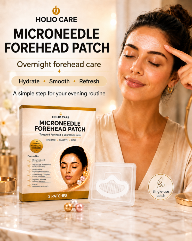 Holio Care Microneedle Forehead Patch – hydrating cosmetic patch for the appearance of forehead lines, 3 patches