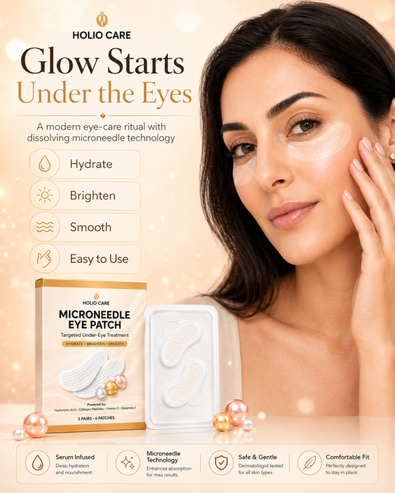 Holio Care Microneedle Eye Patch for the appearance of dark circles and puffiness, hydrating under-eye patches
