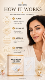 Holio Care Microneedle Eye Patch for the appearance of dark circles and puffiness, hydrating under-eye patches